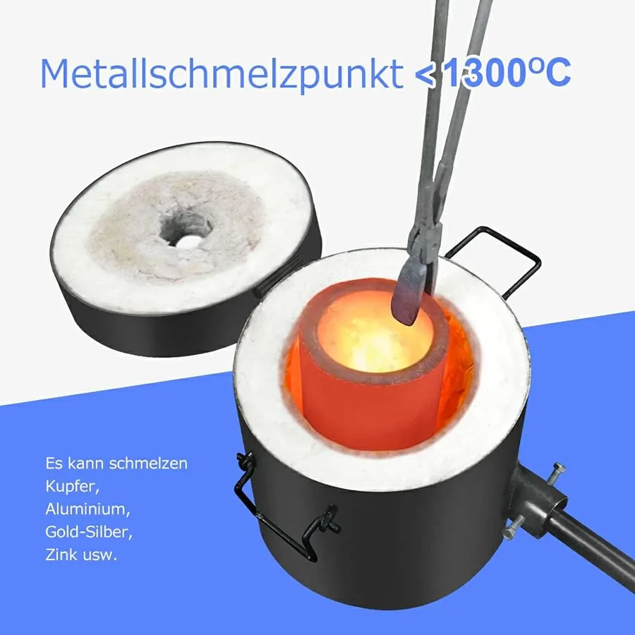 Componenti del kit forno a gas FASTTOBUY: forno, bruciatore, crogiolo e pinze
