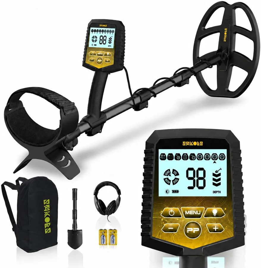 Metal detector SAKOBS con bobina a doppia D e zaino da trasporto